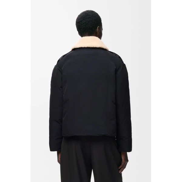 Puffer Jacket in Technical Cotton, Black - Image 6