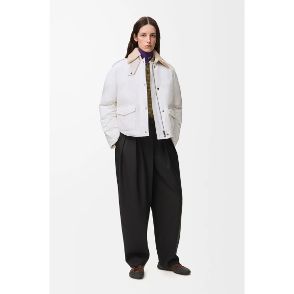 Puffer Jacket in Technical Cotton, Ivory - Image 2