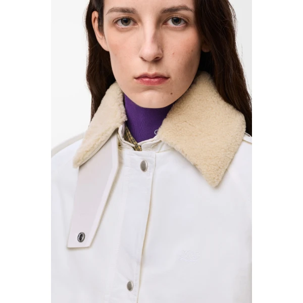 Puffer Jacket in Technical Cotton, Ivory - Image 4