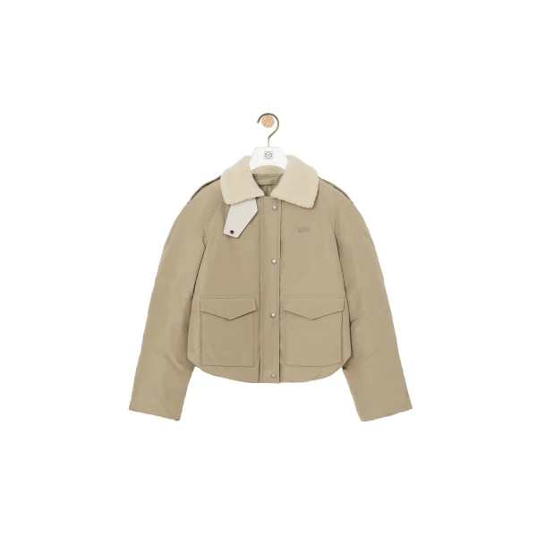 Loewe Puffer Jacket in Technical Cotton, Light Sage | Jackets | Luxury Shoes 
