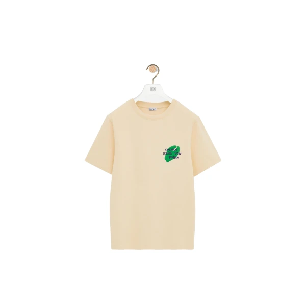 Loewe Regular Fit T-Shirt in Cotton, Ecru | Tops | Luxury Shoes 