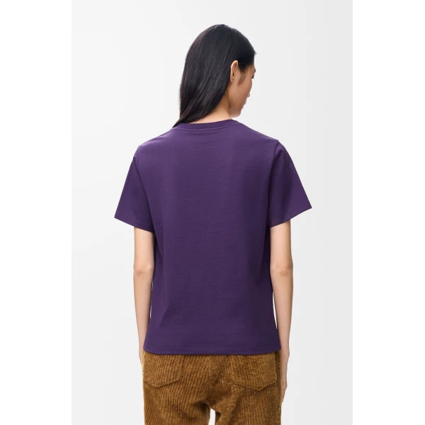 Regular Fit T-Shirt in Cotton, Purple - Image 4