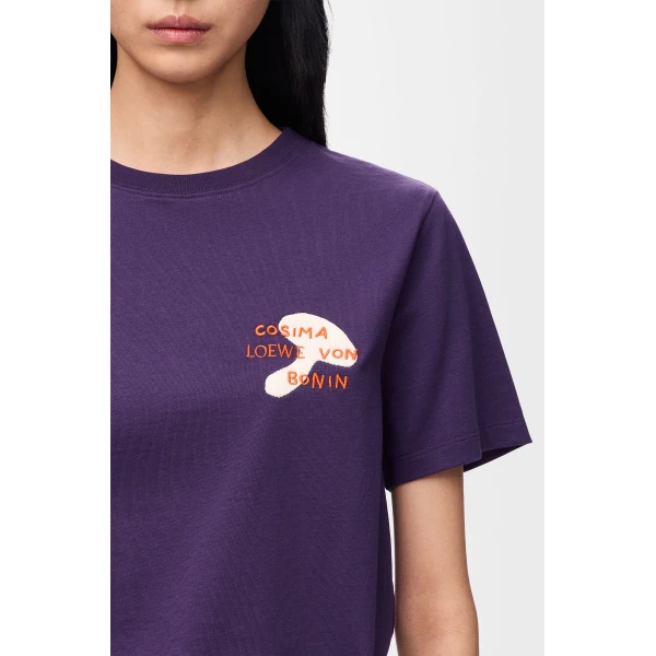 Regular Fit T-Shirt in Cotton, Purple - Image 5