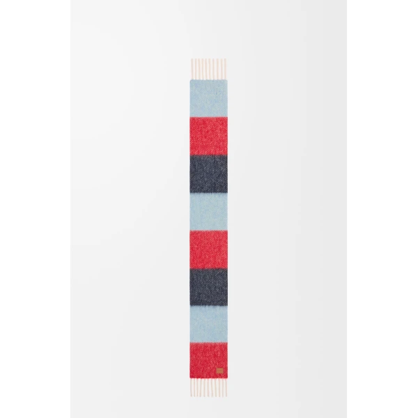 Scarf in Alpaca and Wool Blend, Red and Blue - Image 2