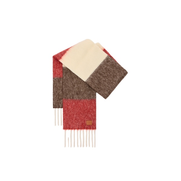 Loewe Scarf in Alpaca and Wool Blend, Red and Brown | Accessories | Luxury Shoes 