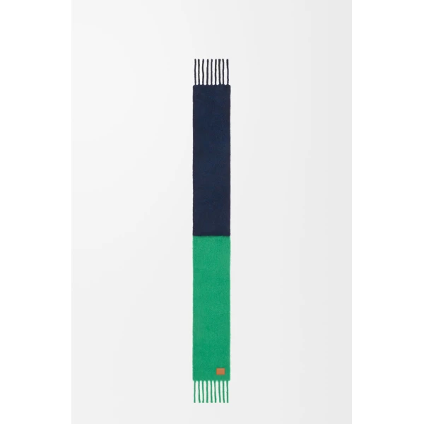 Scarf in Alpaca and Wool, Green and Navy Blue - Image 3