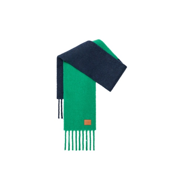 Loewe Scarf in Alpaca and Wool, Green and Navy Blue | Accessories | Luxury Shoes 