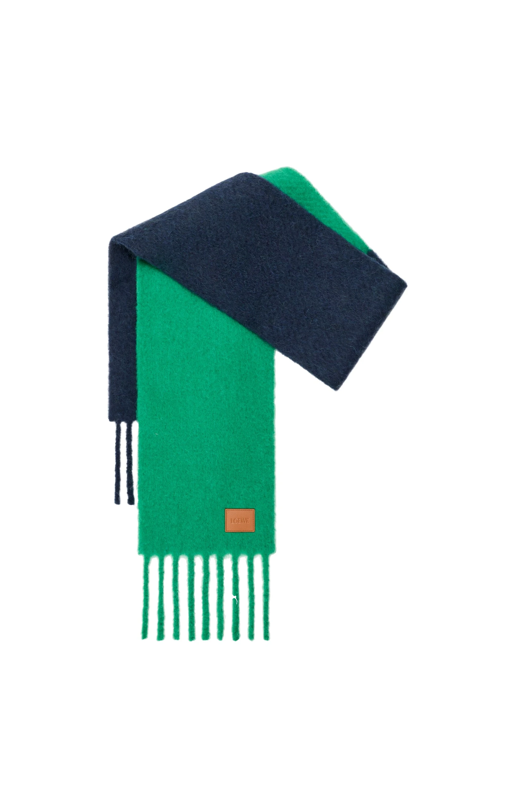 Loewe Scarf in Alpaca and Wool, Green and Navy Blue | Accessories | Luxury Shoes Loewe Scarf in Alpaca and Wool, Green and Navy Blue | Accessories | Luxury Shoes