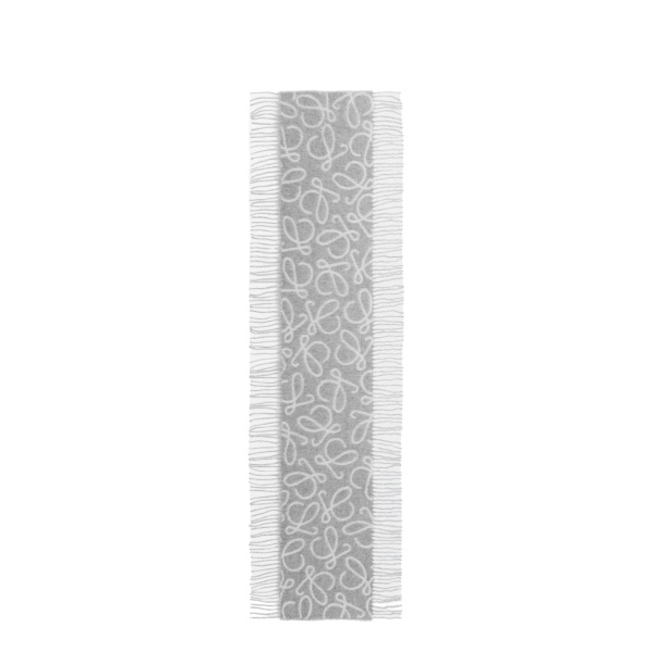 Loewe Scarf in Alpaca and Wool, Light Grey and White | Accessories | Luxury Shoes 