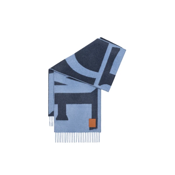 Loewe Scarf in Cashmere, Blue and Dark Blue | Accessories | Luxury Shoes 