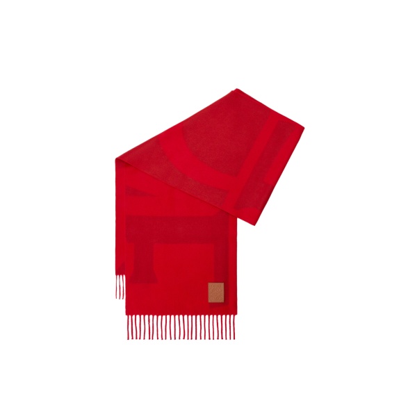 Loewe Scarf in Cashmere, Red and Dark Red | Accessories | Luxury Shoes 