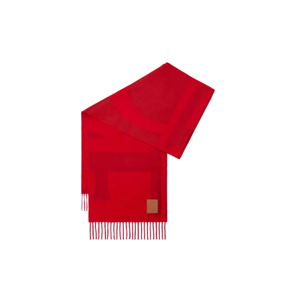 Loewe Scarf in Cashmere, Red and Dark Red | Accessories | Luxury Shoes 