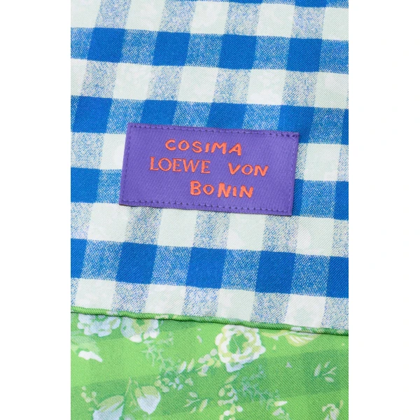 Scarf in Silk, Navy Blue and Green - Image 4