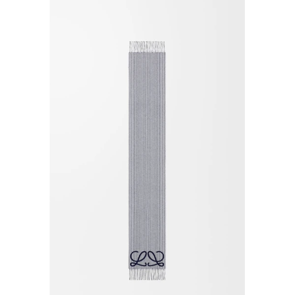 Scarf in Silk and Cashmere, Navy and White - Image 3