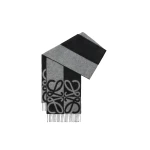 Loewe Scarf in Wool and Cashmere, Black and Grey | Accessories | Luxury Shoes 