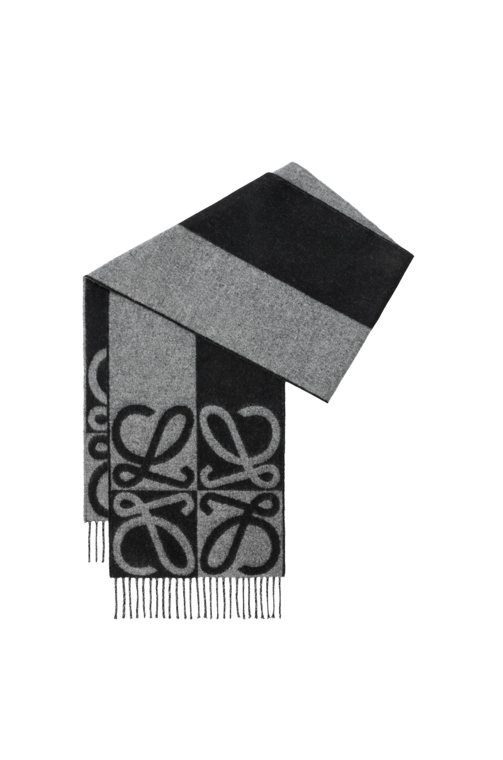 Loewe Scarf in Wool and Cashmere, Black and Grey | Accessories | Luxury Shoes Loewe Scarf in Wool and Cashmere, Black and Grey | Accessories | Luxury Shoes