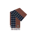 Loewe Scarf in Wool and Cashmere Blend, Navy Blue and Orange | Accessories | Luxury Shoes 