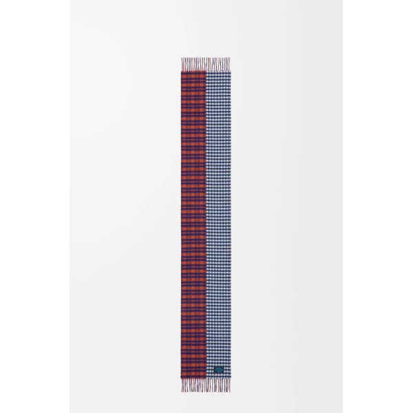 Scarf in Wool and Cashmere Blend, Red and Blue - Image 3