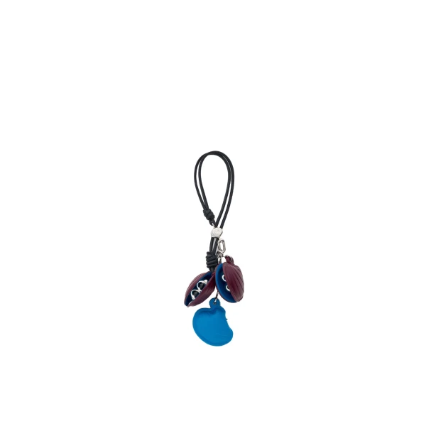 Shell Charm in Calfskin, Blue and Red