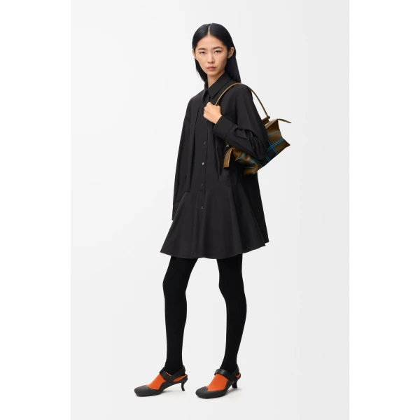 Shirt Dress in Cotton, Black - Image 2