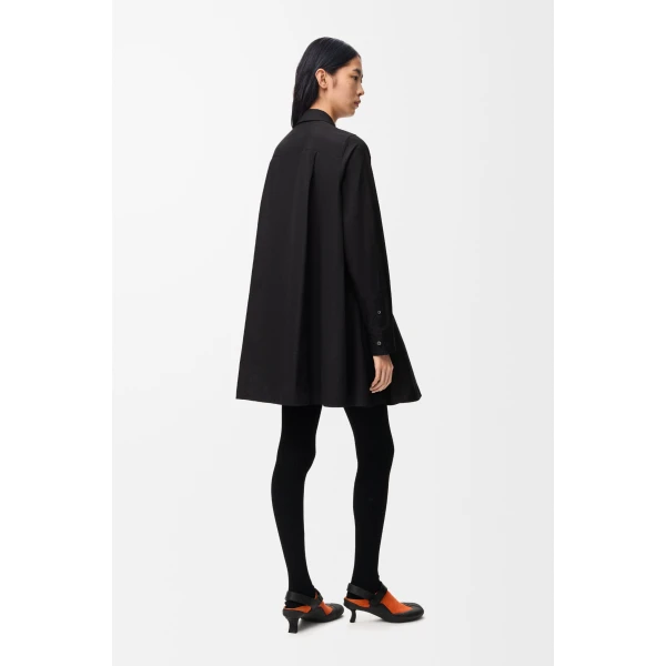 Shirt Dress in Cotton, Black - Image 3