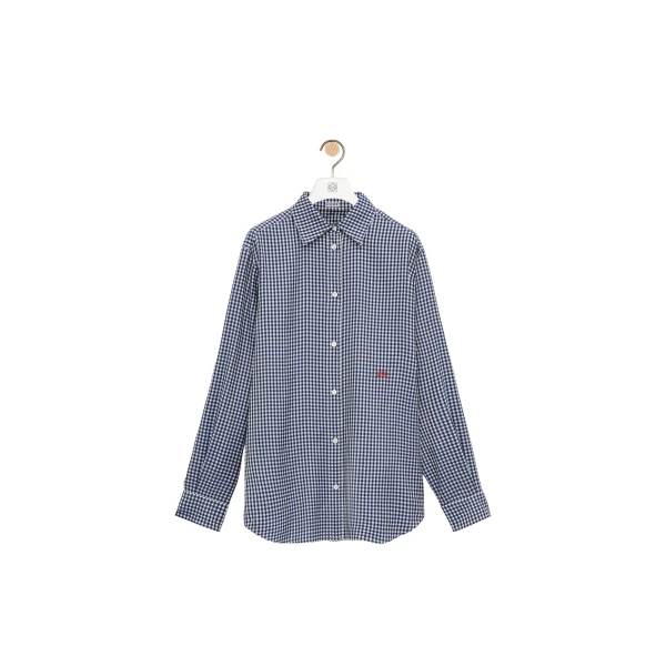 Loewe Shirt in Silk, Blue and White | Tops | Luxury Shoes 