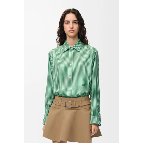 Shirt in Silk, Green and White - Image 3