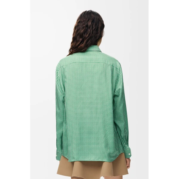 Shirt in Silk, Green and White - Image 4