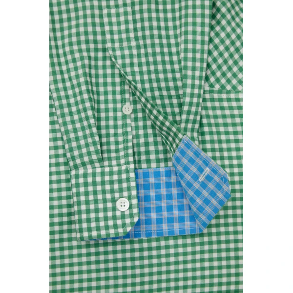 Shirt in Silk, Green and White - Image 6