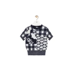 Loewe Short Sleeve Sweater in Wool, Navy and White | Knitwear | Luxury Shoes 