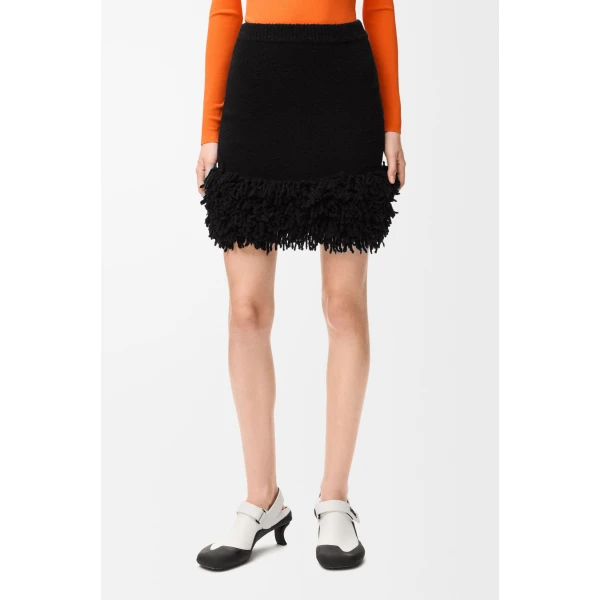 Skirt in Wool Blend, Black - Image 3