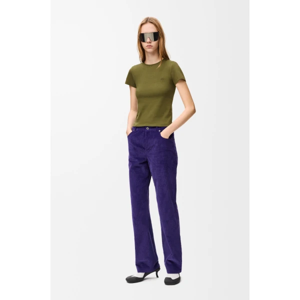 Small Fit T-Shirt in Cotton, Khaki Green - Image 2