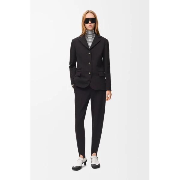 Stirrup Trousers in Stretch Wool Blend, Black - Image 2