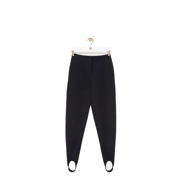 Stirrup Trousers in Stretch Wool Blend, Black