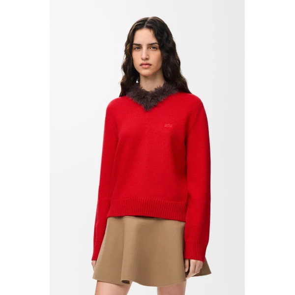 Sweater in Wool, Red - Image 3