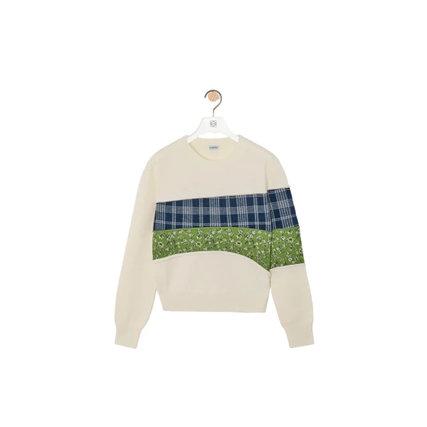 Loewe Sweater in Wool, White and Multicolour | Knitwear | Luxury Shoes 