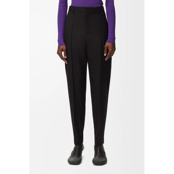 Tapered Trousers in Wool, Black - Image 3