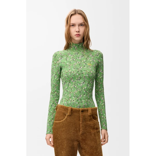 Top in Viscose Blend, Green and Multicolour - Image 3