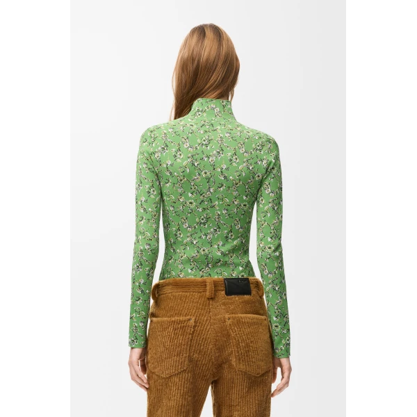 Top in Viscose Blend, Green and Multicolour - Image 4