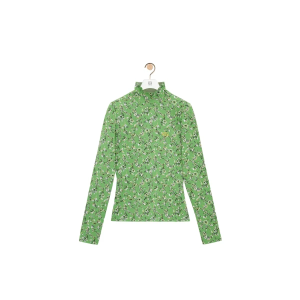 Loewe Top in Viscose Blend, Green and Multicolour | Tops | Luxury Shoes 