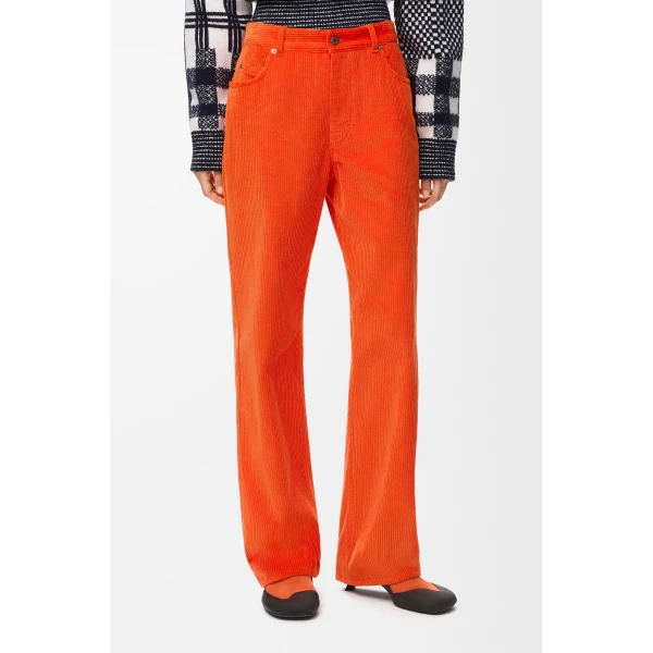 Trousers in Cotton Corduroy, Orange - Image 3