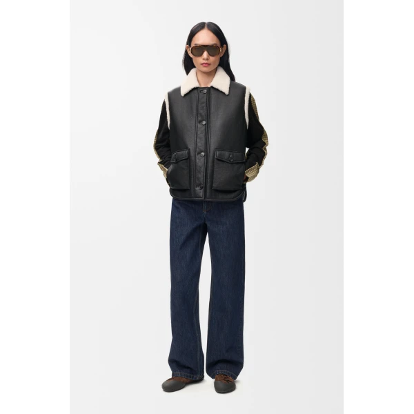 Vest in Shearling, Black - Image 2