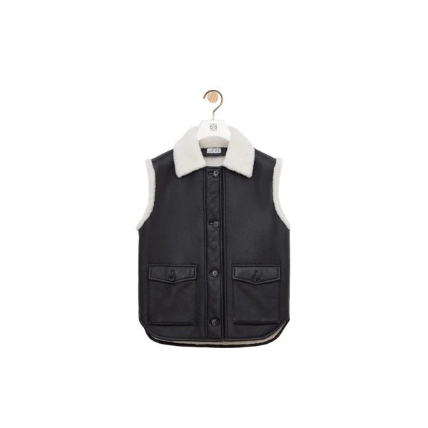 Vest in Shearling, Black
