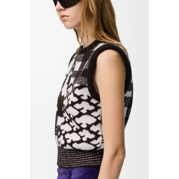 Vest in Wool, Ecru and Brown - Image 5