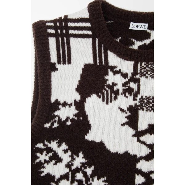 Vest in Wool, Ecru and Brown - Image 6
