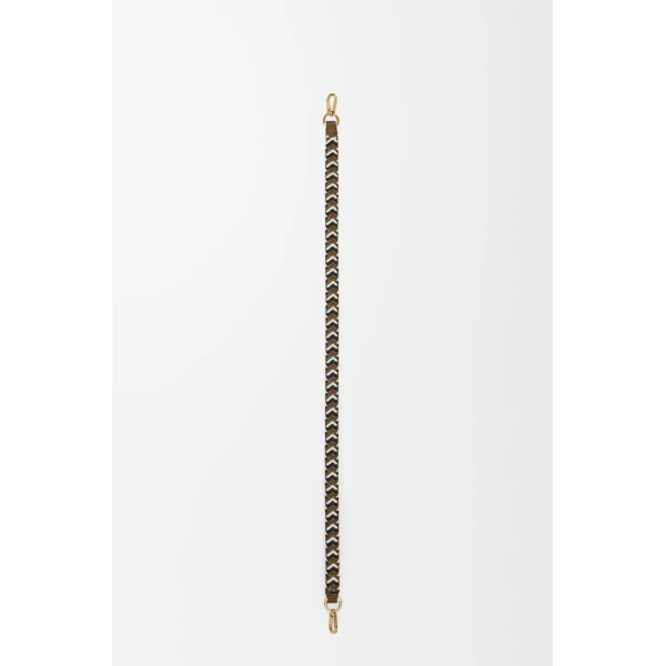 Woven Strap in Leather, Brown and White - Image 2