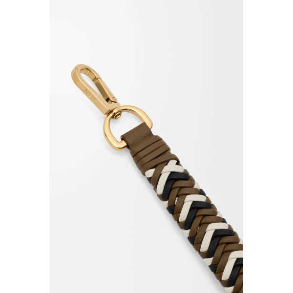 Woven Strap in Leather, Brown and White - Image 3