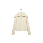 Loewe Zip-up Sweater in Wool Blend, Ecru | Knitwear | Luxury Shoes 