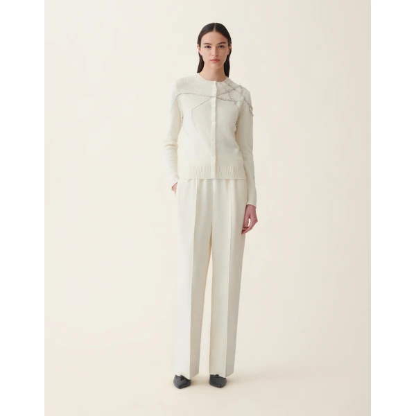 Fabiana Filippi Platinum Cardigan in Raffia