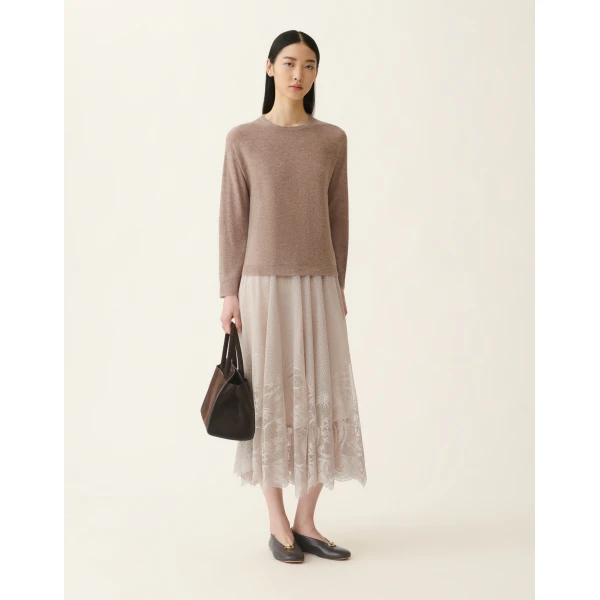 Fabiana Filippi Wool Sweater with Sequins in Mocha